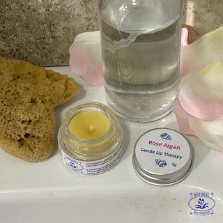 Rose argan lip balm with rose and sponge