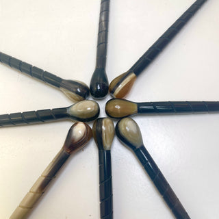 Horn Hair Pins – Handcrafted with Spiral Grip Secure Hold