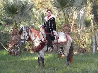 An Arab pony decorated with Moroccan henna, oh yes that me on it!