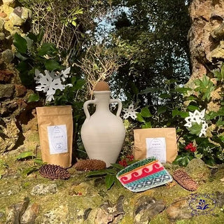 healthy water amphora with scrubby, soapnuts and citric acid and snowflakes