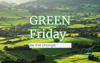 a green landscape with the words, green friday be the change