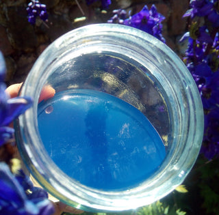 Indigo in water in a jar for laundry bluing