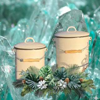 Enamel Storage Bin with Lid